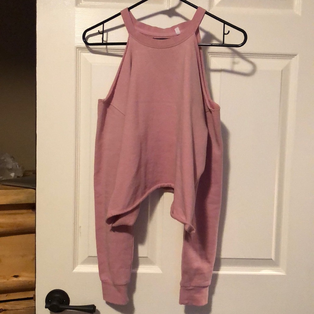 LA Hearts Off the shoulder pink crop sweater